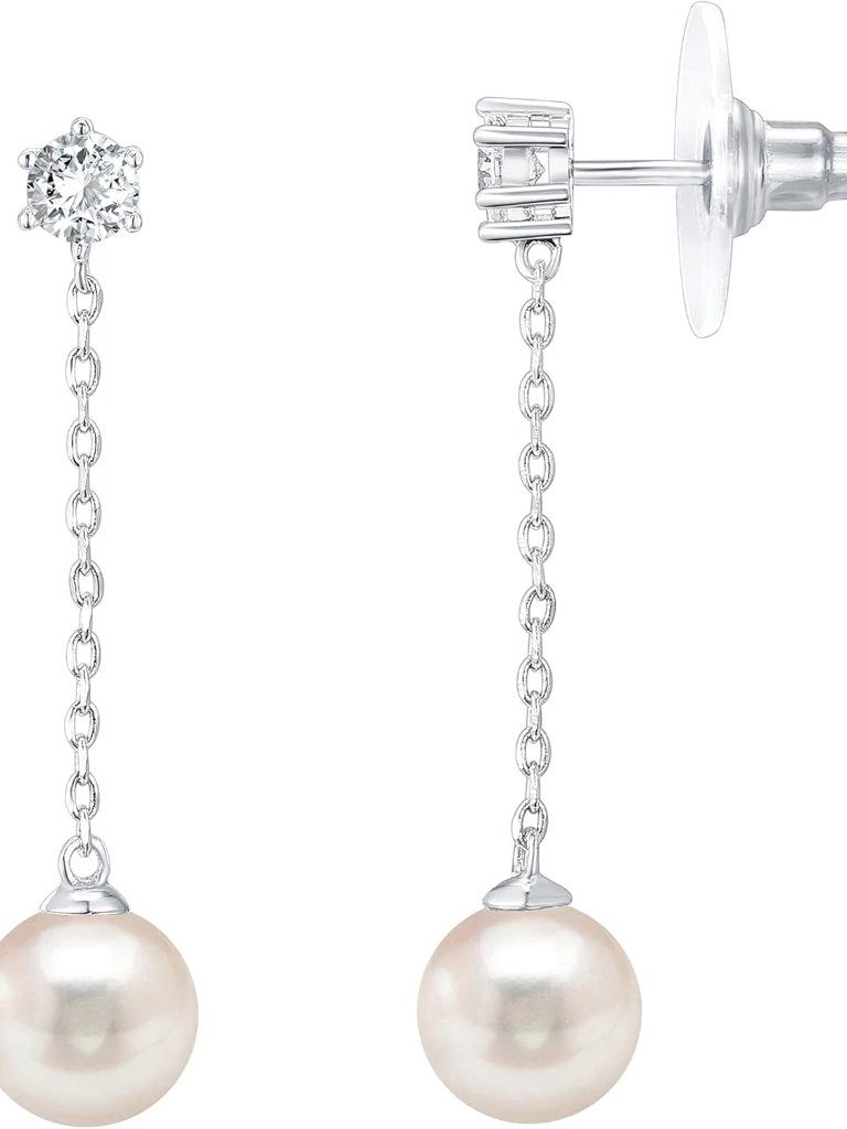 14k Gold Plated 925 Sterling Silver Posts Pearl Dangle Drop Earrings | Bridal Pe
